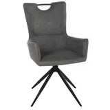 Duo Collection Esszimmerstuhl Valeria (2er Set) | modern mit abgesetzten Lederlook und Webstoff Armlehnen und Griff