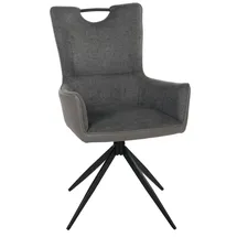 Duo Collection Esszimmerstuhl Valeria (2er Set) | modern mit abgesetzten Lederlook und Webstoff Armlehnen und Griff