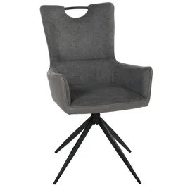 Duo Collection Esszimmerstuhl Valeria (2er Set) | modern mit abgesetzten Lederlook und Webstoff Armlehnen und Griff