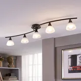 LINDBY Deckenlampe Della, schwarz-gold, 110 cm, 5-flg., E14