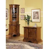Xlmoebel Vitrine Eckvitrine Eckschrank aus Holz mit Glasfront italienisches Möbelstück (2-St., 2tlg Wohnzimmer Set(Vitrine+Kommode) Hergestellt in Europa braun