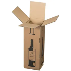 BB-Verpackungen 10 x Flaschenversandkarton für eine Flasche Wein/ Sekt/ Magnum (144 x 144 x 425 mm) PTZ-Zulassung