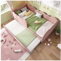 HAUSS SPOLE Schlafsofa 90x190 mit Ausziehbett,Tagesbett Schlafsofa mit Lattenrost,Leinen rosa