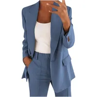 AACH Hosenanzüge für Damen Elegant Blazer Anzug Set Einfarbig Streetwear Zweiteilig Hosenanzug Business Modern Anzughose Revers Slim Fit Sportlich Büro Outfit - XL