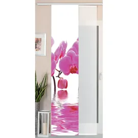 Gardinenbox 2er Set Schiebegardine Flächenvorhang Wildseide Optik und Voile Paneel, 245x45, Orchidee Pink, 80400