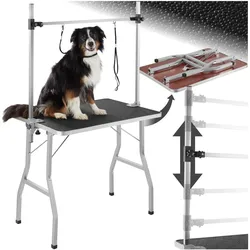 tectake® Trimmtisch, mit höhenverstellbarem Galgen und 2 Schlingen, rutschfeste und kratzfeste Gummibeschichtung, Belastbarkeit 60 kg