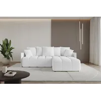 Altdecor Ecksofa mit Schlaffunktion und Bettkasten LONLI-L 251x189x68 Weiß