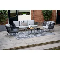 Garden Impressions CANBERRA Rope Alu Lounge Gartenmöbel Set Sitzgruppe grau