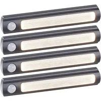 Luminea Schranklampe Batterie: Batterie-LED-Schrankleuchte, PIR- & Lichtsensor, 0,6 W, 25 Lm, 3000 K