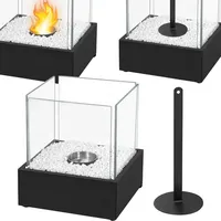 UISEBRT Ethanol Tischkamin Edelstahl Ethanol Bioethanol Tischfeuer Tisch-Dekofeuer Feuerstelle Glasfeuer für den Innen- und Außenbereich inkl. L... - Schwarz