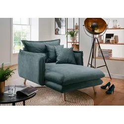 Loveseat INOSIGN "Lazio", blau (ocean), B:111cm H:101cm T:167cm, 100% Polyester, Sessel, moderner Sessel mit einer bequemen Polsterung, 2 Stk. Zierkissen