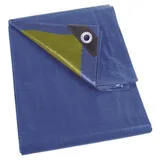 Perel Abdeckplane wasserdicht, Gewebeplane, Plane wasserdicht, Schutzplane, sehr stark, 26 Ösen, verstärkte Ecken, rechteckig, blau/grün, 70 g/m2, 5 x 8 m