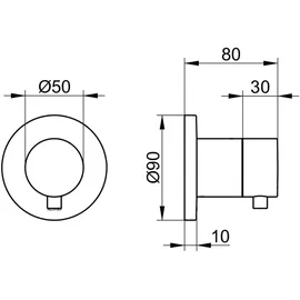 Keuco IXMO Absperrventil Unterputzmodell Edelstahl-finish 59541061001