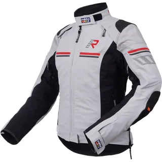 Rukka Armatou-R wasserdichte Damen Motorrad Textiljacke, schwarz-grau-rot, Größe 44