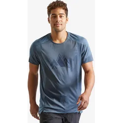 Wandershirt kurzarm Bergwandern MH500 Synthetik Herren graublau L