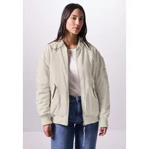 street one studio STREET ONE STUDIO, Damen, Gr. 44, beige (pearly sand), Stoff, Obermaterial: 100% Polyester; Futter: 100% Polyester, unifarben, normal normal, Rundhals, Bündchen, Jacken Blouson, mit Rundhalsausschnitt