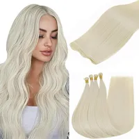 Hetto Genius Tressen Extensions Echthaar Remy Virgin Haartressen Extensions Echthaar Schwarz Tressen Extensions Echthaar 40 cm Glatt Farbe Platinblond #1000 25g