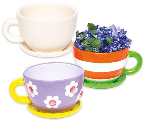 Keramik-Blumentöpfe "Tasse & Untertasse" (2 Stück) Keramik & Porzellan