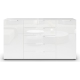 RAUCH Kommode »Flipp«, 2-türig, 5 Schubladen, Soft-Close, Oberboden und Front Glas, 2 Breiten, weiß