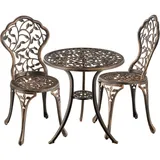 Tectake tectake® Bistroset, für 2 Personen, im Vintage-Design, verspieltes Rankenmuster, Belastbarkeit Stuhl 120 kg