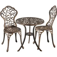 Tectake tectake® Bistroset, für 2 Personen, im Vintage-Design, verspieltes Rankenmuster, Belastbarkeit Stuhl 120 kg