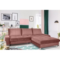 Fun Möbel Couchgarnitur MAXIME Altrosa mit Schlaffunktion Ottomane Rechts