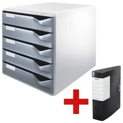Leitz Schubladenbox 5280 »Post-Set« inkl. Ordner »180° Solid 1112« grau, 28.5x29x35.5 cm