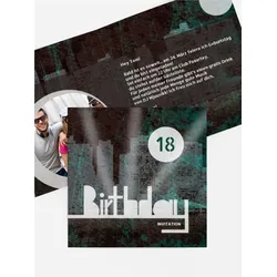 Einladungen Geburtstag selbst gestalten mit Spruch und Fotos im Onlinedesigner bei Meine-Kartenmanufaktur.de