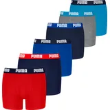 Puma Boxershort 6er Pack - Everyday Basic Boxers ECOM 6P Cotton Stretch, Rot/Blau/Grau 170-176