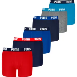 Puma Boxershort 6er Pack - Everyday Basic Boxers ECOM 6P Cotton Stretch, Rot/Blau/Grau 170-176