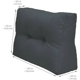 Beautissu Palettenkissen 60 x 40 x 20 cm grau 2-tlg.