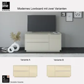 Set One by Musterring Reno Lowboard 137 cm Braun Glas/Metall/Holzwerkstoff