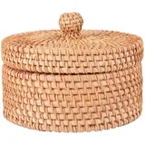 Wanjorlay Handgewebte Rattan Box Zur Aufbewahrungen Box mit Deckel Weiden Tee Lebensmittel BehäLter Picknick Brot Obst Kuchen Korb KüChen Organizer B
