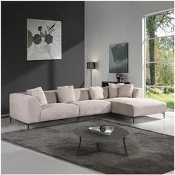 HOME DELUXE Ecksofa TORINO Beige Rechts