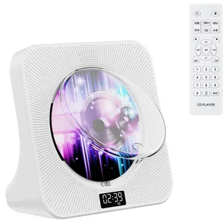 Gueray Desktop CD Player Bluetooth CD-Spieler mit Lautsprechern für Zuhause Tragbarer CD-Player mit AUX USB Kopfhörer Jack FM Radio CD Player mit Fernbedienung Staubschutz LCD Display für Kinder