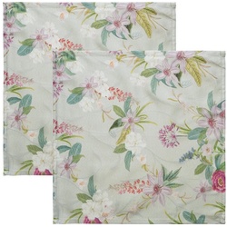 Erwin Müller Stoffserviette Serviette 2er-Pack, (2 St), fleckabweisend Blumen grün