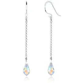 Elli Paar Ohrhänger Ohrhänger Tropfen Kristalle 925 Silber silberfarben