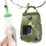 Camping-solardusche, Tragbarer Solarduschbeutel, Faltbarer 20-liter-wasserbeutel Für Den Outdoor-bereich Mit Umschaltbarem Duschkopf Und Solarwassererhitzer Zum Wandern Und Klettern (olivgrün)