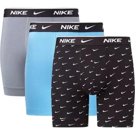Nike Everyday Cotton Stretch Boxershorts Swoosh Print/Grey/Uni. Blue L 3er Pack