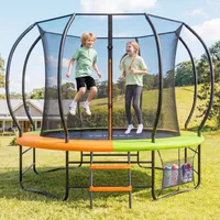 Trampolin Outdoor Ø228/305/366 cm,GS-Zertifikat, Gartentrampolin für Kinder & Erwachsene <150 kg, Trampolin mit mit Sicherheitsnetz, Tasche, Leiter, Randabdeckung & gepolsterten Netzstangen-10FT