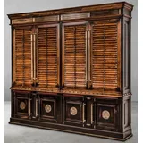 Casa Padrino Stauraumschrank Casa Padrino Luxus Vintage Stil Bücherschrank Braun / Naturfarben / Schwarz 282 x 47 x H. 247 cm - Massivholz Schrank - Regalschrank - Wohnzimmerschrank - Büroschrank - Luxus Massivholz Möbel