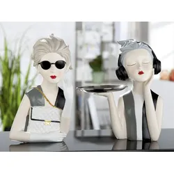 GILDE Dekofigur »Figur Lady mit Handtasche« GILDE grau