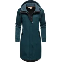 Ragwear Damen, Leichter Rippstrick-Übergangsmantel lang windabweisend mit Kapuze Letti