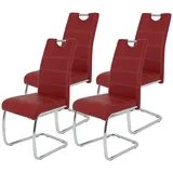 Hela Flora, S 4er Set Schwingstuhl, Küchenstuhl Kunstleder Bordeaux, Griffmulde, Metallgestell verchromt, 42x57x98 cm