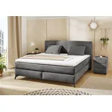 Jockenhöfer Gruppe Boxspringbett »Kira in den Breiten 160x200 & 180x200cm« inkl. LED-Bel., USB-Ladeports, 7-Zonen-Matr., Topper, div. Härtegrade grau