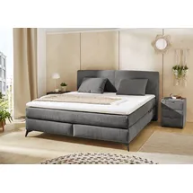 Jockenhöfer Gruppe Boxspringbett »Kira in den Breiten 160x200 & 180x200cm« inkl. LED-Bel., USB-Ladeports, 7-Zonen-Matr., Topper, div. Härtegrade grau