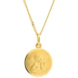 HOPLO Kreuzanhänger Anhänger Medaille Amor 333 Gold mit vergoldeter Silberkette 38 cm, Made in Germany 38 cm Kindergröße