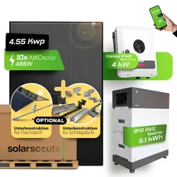 Fronius/ BYD 4550W Komplettset Photovoltaikanlage | Bifazial & Fullblack | 4kW Fronius | 5,1 kWh BYD Speicher
