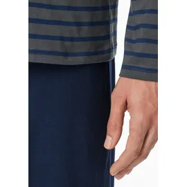 SCHIESSER Pyjama Schlafanzug lang Anthrazit/Blau XL