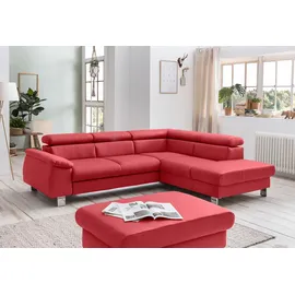 Cotta Ecksofa "Komaris L-Form, B: 249 cm", rot, B:249cm H:72cm T:100cm, Microfaser PRIMABELLE (100% Polyester);Kunstleder SOFTLUX;Feinstruktur (100% Polyester);Kunstleder SOFTLUX/Struktur (100% Polyester);NaturLEDER, Sofas, Ecksofa, mit Kopfteilverstellung,